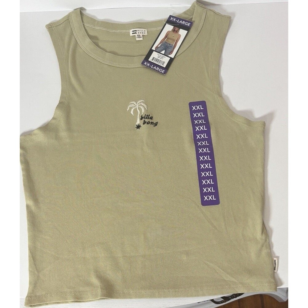 Billabong Women’s XXL Green Ribbed Tank Top New With Tags MSRP $29.95